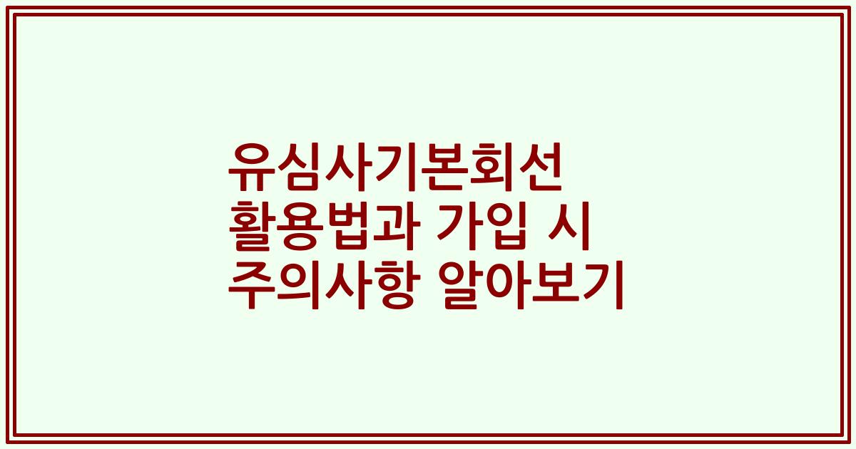 유심사기본회선 활용법과 가입 시 주의사항 알아보기
