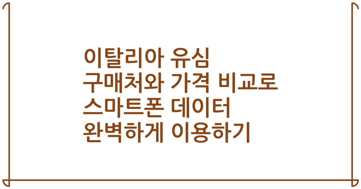 이탈리아 유심 구매처와 가격 비교로 스마트폰 데이터 완벽하게 이용하기