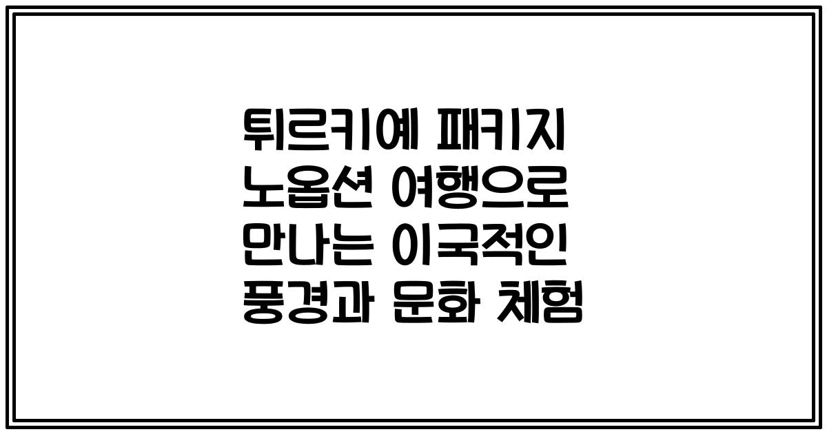 튀르키예 패키지 노옵션 여행으로 만나는 이국적인 풍경과 문화 체험