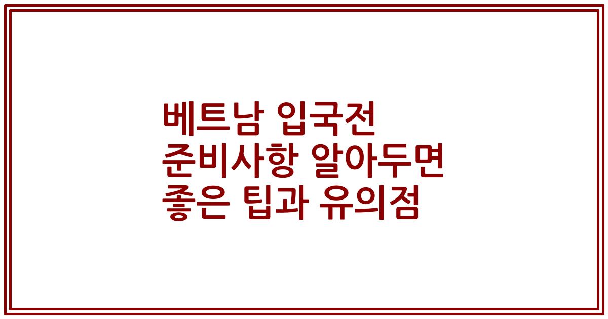 베트남 입국전 준비사항 알아두면 좋은 팁과 유의점