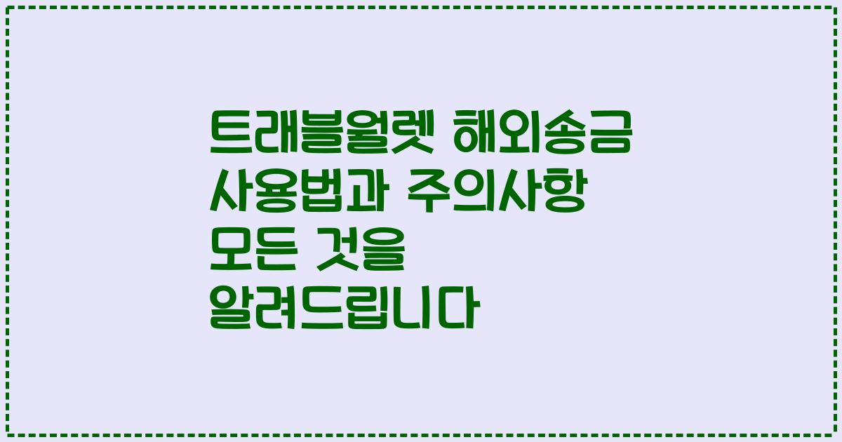 트래블월렛 해외송금 사용법과 주의사항 모든 것을 알려드립니다